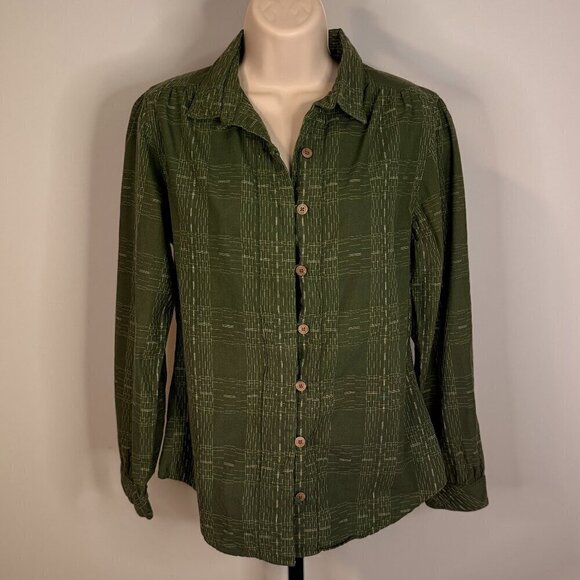 Woolrich Women's Green Button Down Top - Size XS - Picture 1 of 6